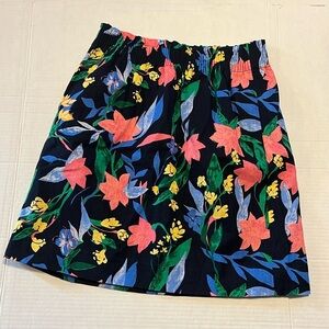 New-j.Crew-2-multicolored floral-linen/cotton blend, pull on,elastic waist,skirt